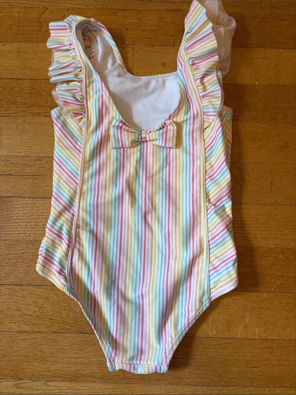Ruffle Butts Size 5 Pastel Rainbow Stripe Ruffle One-Piece Swimsuit